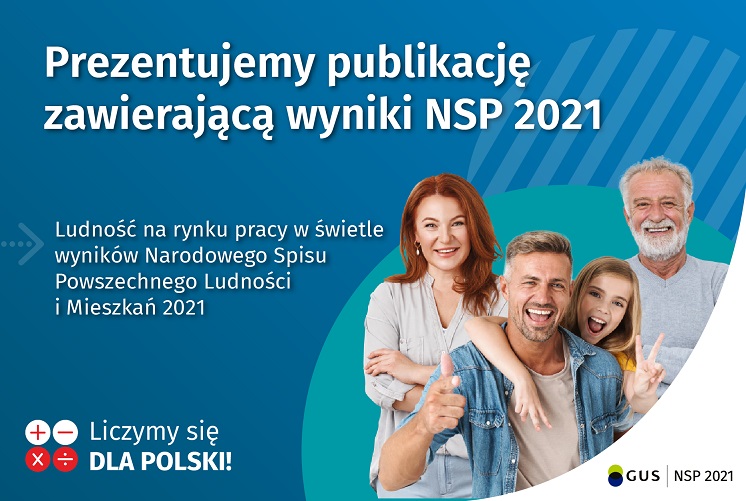 Prezentujemy publikację zawierająca wyniki NSP 2021 „Ludność na rynku pracy w świetle wyników Narodowego Spisu Powszechnego Ludności i Mieszkań 2021”