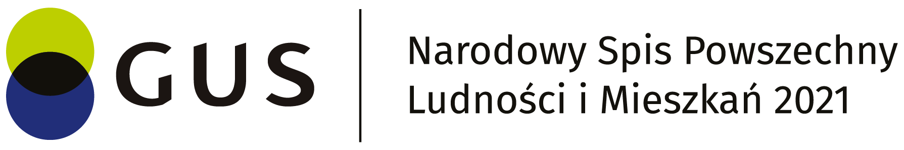 Logo Głównego Urzędu Statystycznego, napis Narodowy Spis Powszechny Ludności i Mieszkań 2021, kolor